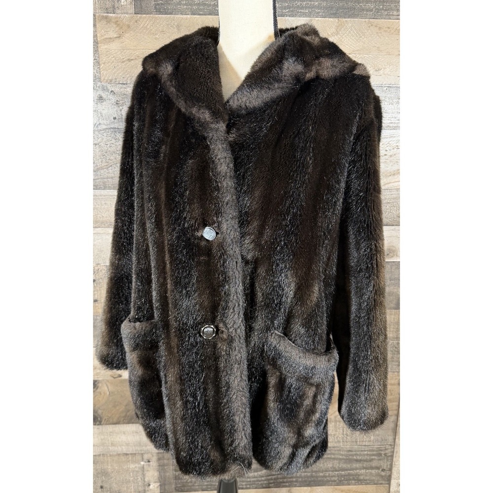 MINCARA by RUSSEL TAYLOR‎ FAUX FUR VINTAGE BROWN COAT